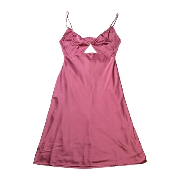 Petal + Pup Pink Poppy Cutout Midi Satin Dress US XL - Picture 2 of 9